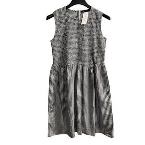 French Connection Dress Womens 4 Tatus Smocked Mini Blue Striped Cotton Preppy‎